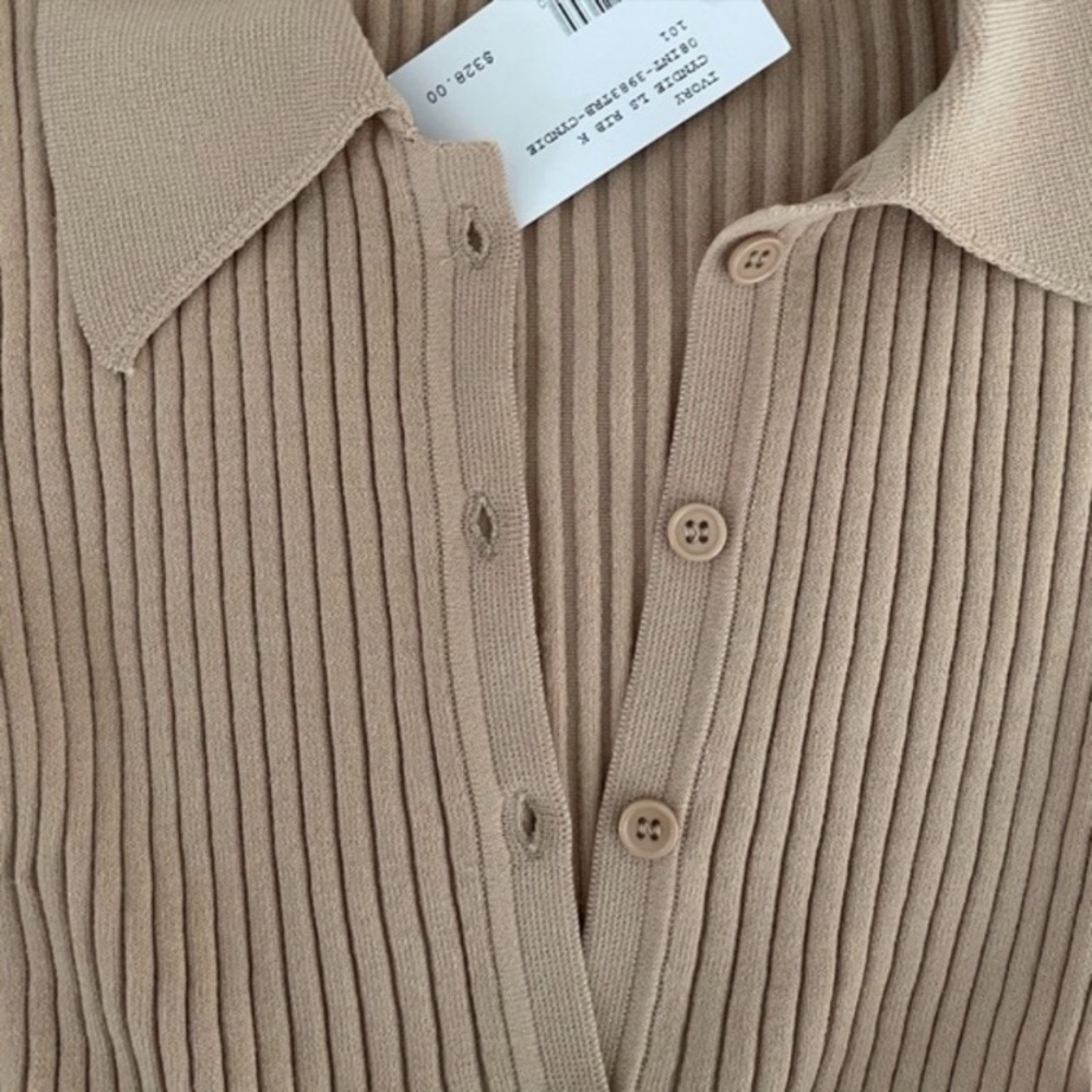 NWT RONNY KOBO Cyndie Ribbed Knit Polo Bodysuit NEW - Picture 3 of 9